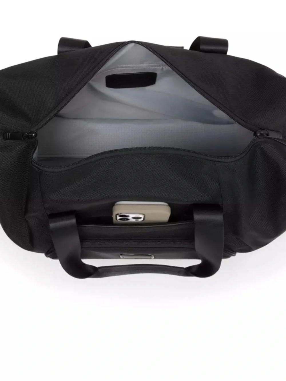 Tumi Black Men’s Duffel Bag with Silver Interior